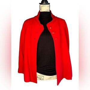 Randy Kemper wool blend red three button jacket NWT size 12 pockets 3/4 Sleeves